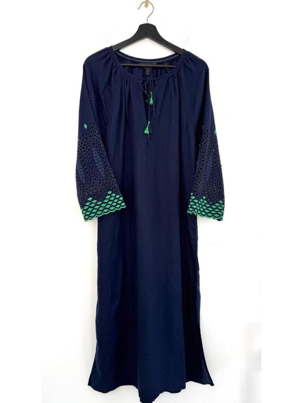 J.Crew Navy Blue Dress with Green Accent